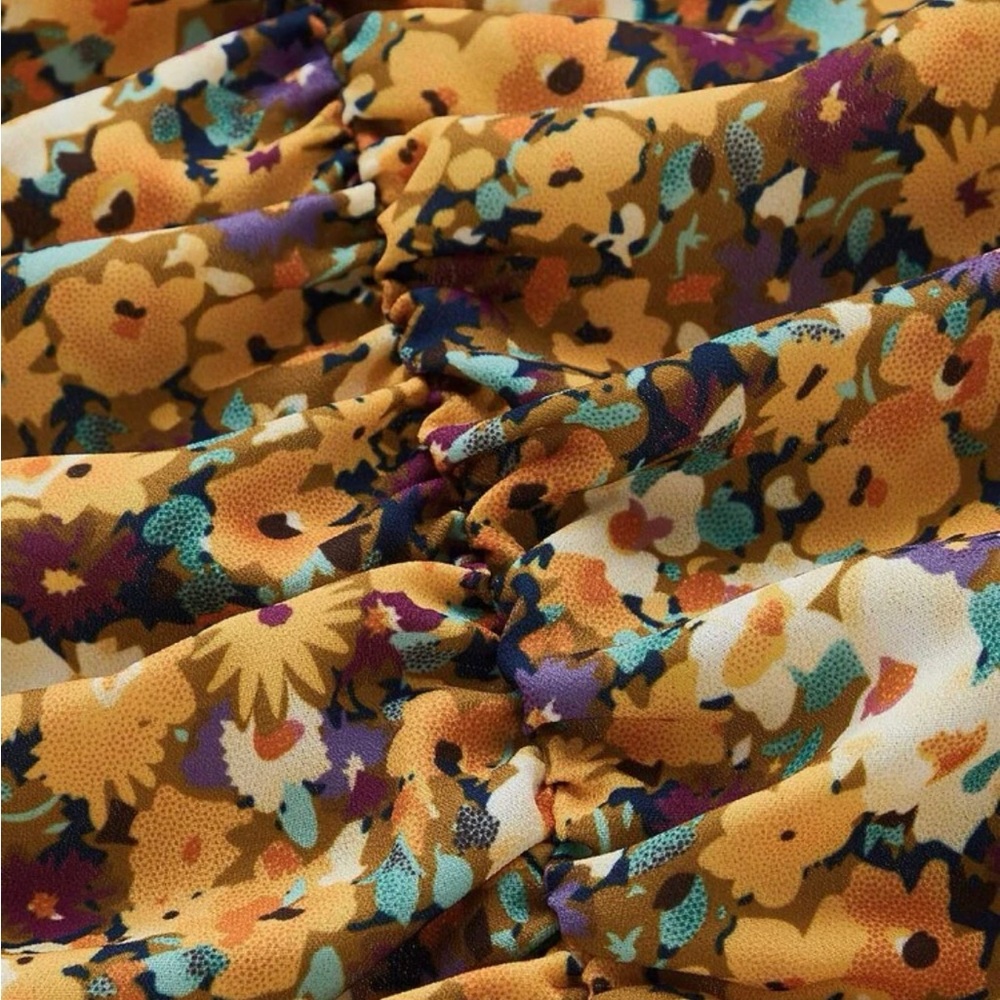 Mod Floral Drawstring Front Dress - Picture 4 of 6
